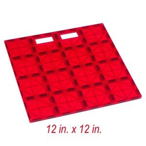 Playmags: Super Durable Building Stabilizer Tile 12 x 1 2 w/ Carrying Handle Red